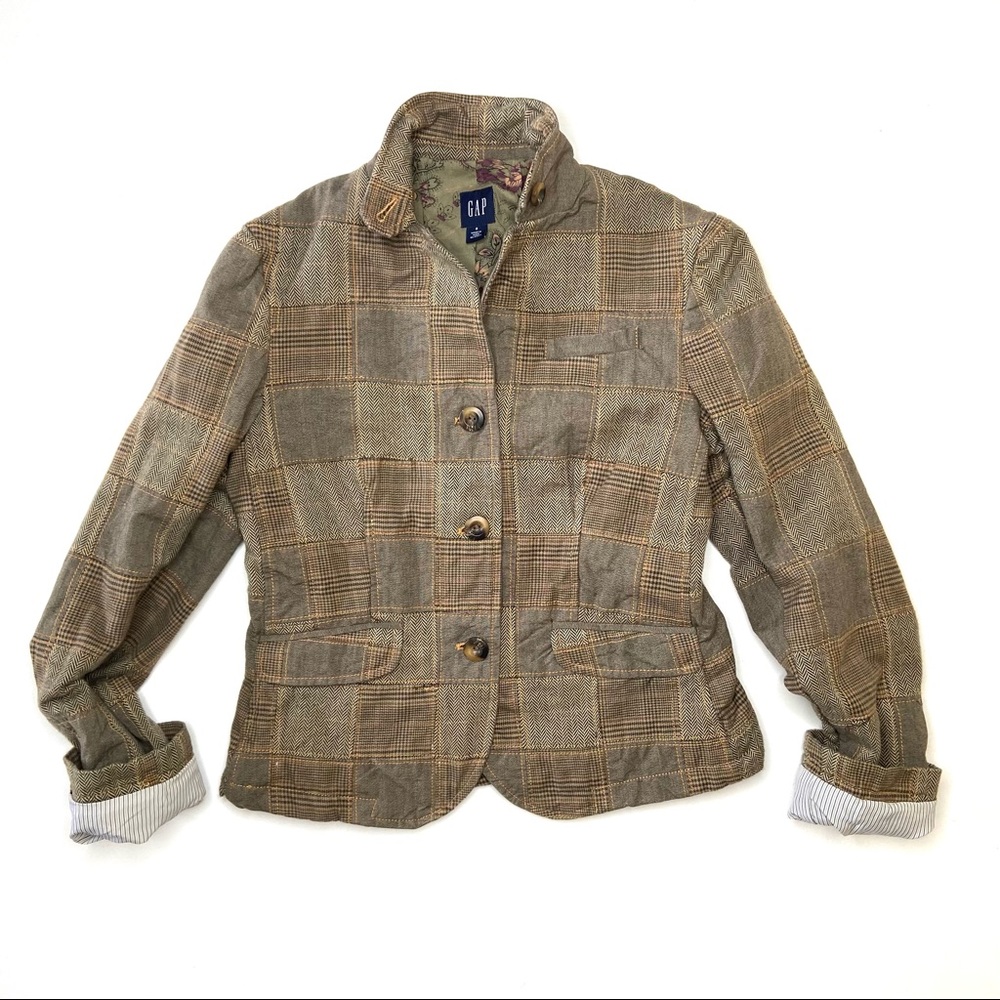 Gap Tweed Houndstooth Patchwork Jacket - image 6